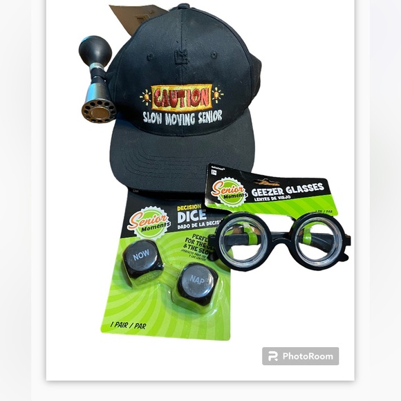Slow moving senior merchandise. Hat with horn, glasses, & dice. - Picture 4 of 14